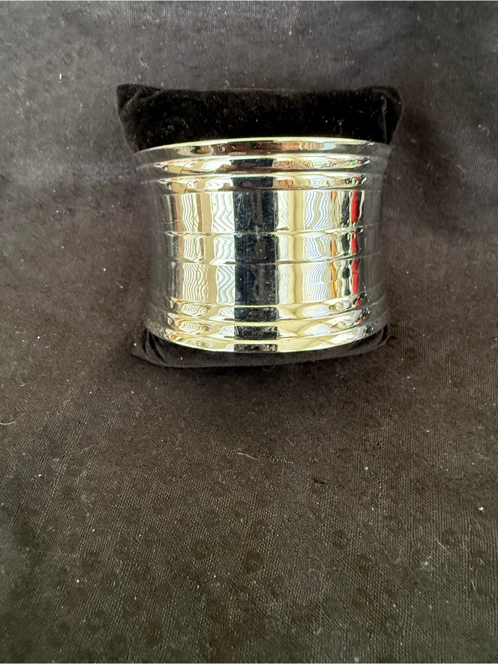 Lia Sophia "Integer" Polished Silver Tone Cuff Bracelet 1 3/4" Wide